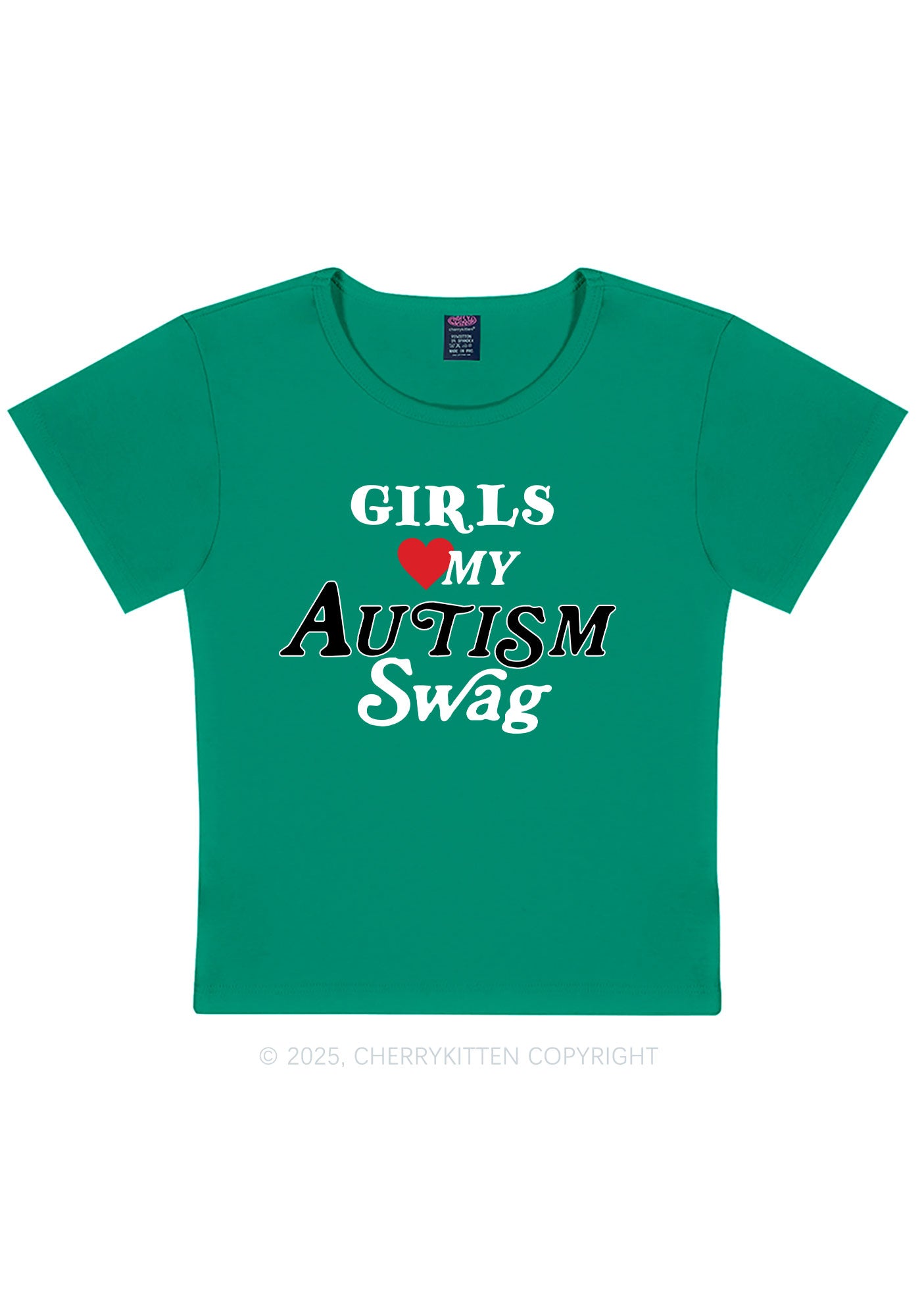 Girls Love Autism Swag Y2K Baby Tee Cherrykitten