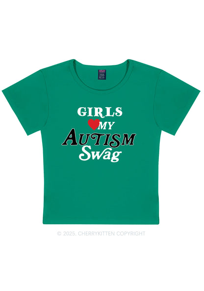 Girls Love Autism Swag Y2K Baby Tee Cherrykitten