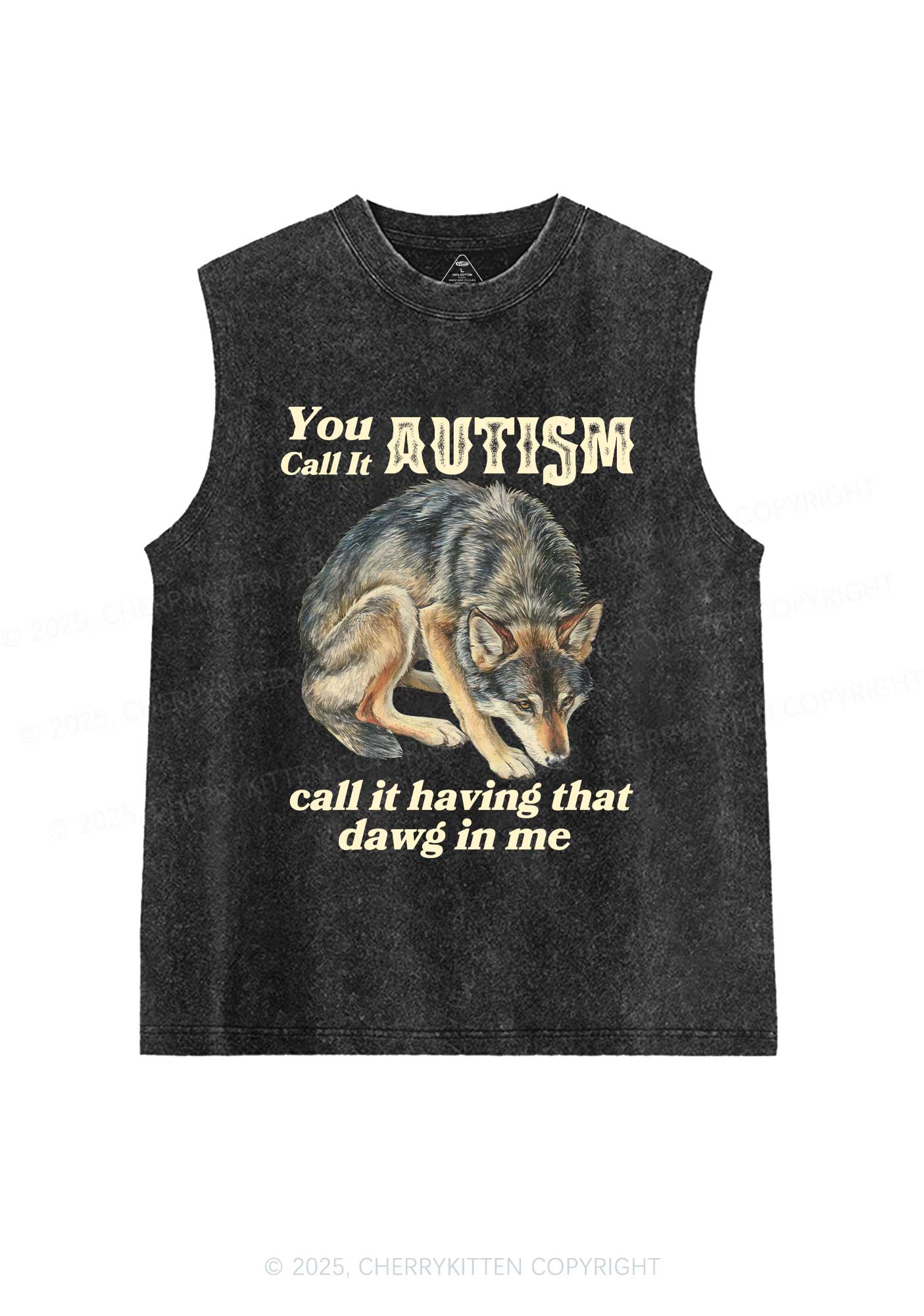 You Call It Autism Y2K Washed Muscle Tank Cherrykitten