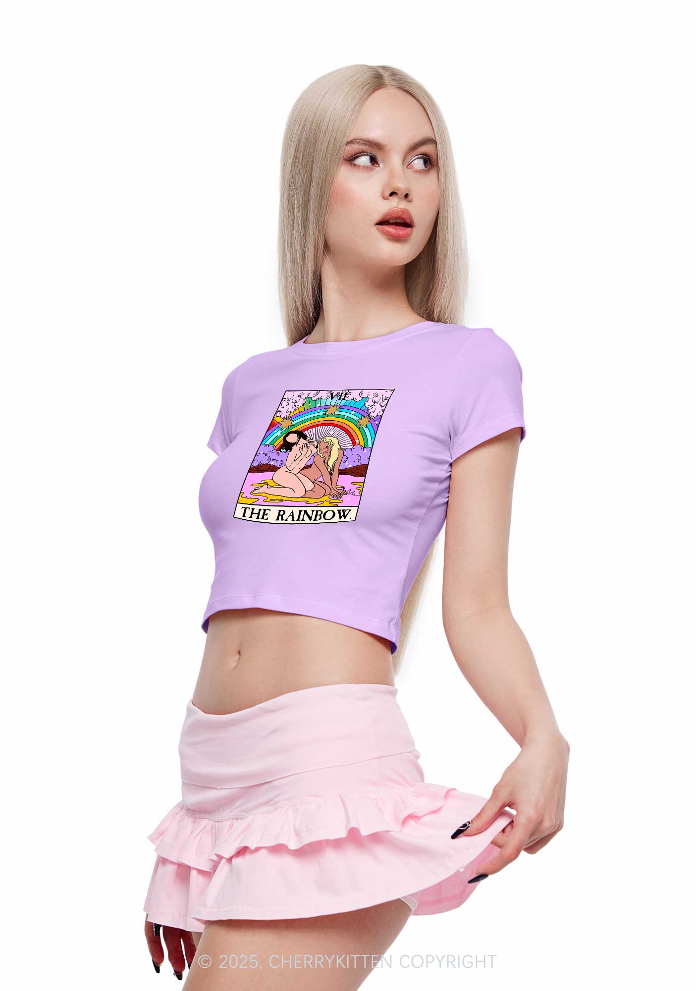 The Rainbow Y2K Baby Tee Cherrykitten