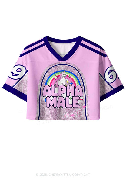 Alpha Male Unicorn Pride Y2K Crop Sport Jersey Shirts Cherrykitten