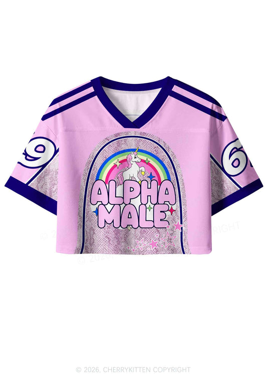 Alpha Male Unicorn Pride Y2K Crop Sport Jersey Shirts Cherrykitten