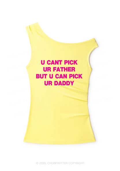 U Can Pick Ur Daddy Y2K Off Shoulder Tank Top Cherrykitten