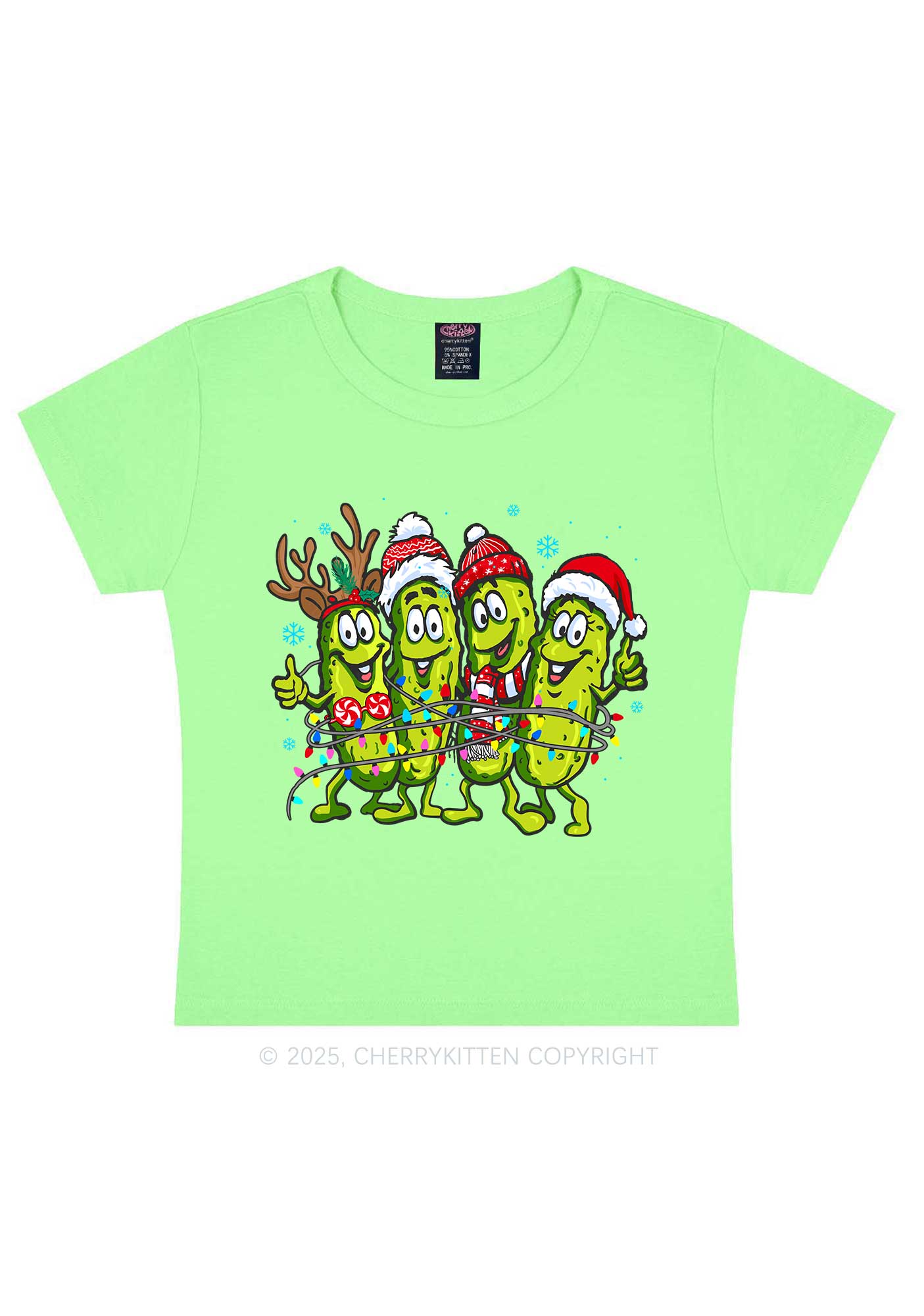 Christmas Cheerful Pickles Y2K Baby Tee Cherrykitten