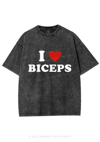 I Love Biceps Valentine's Day Y2K Shirts Washed Tee Cherrykitten