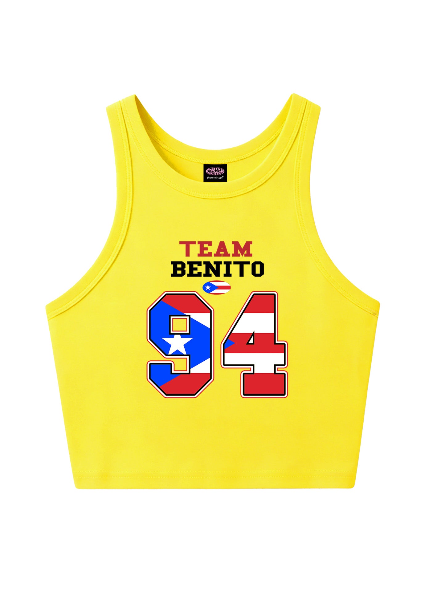 Black Team Bunny Y2K Crop Tank Top Cherrykitten