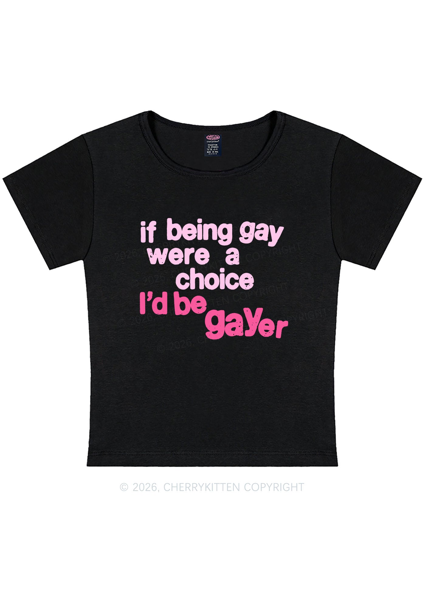 I Would Be Gayer Pride Y2K Baby Tee Cherrykitten