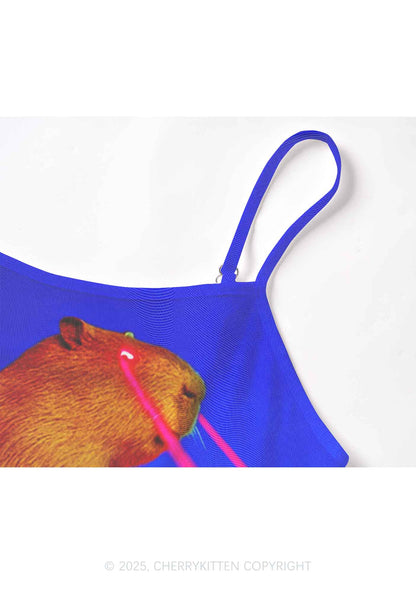 Laser Monster Capybara Y2K Mesh Cami Tank Cherrykitten