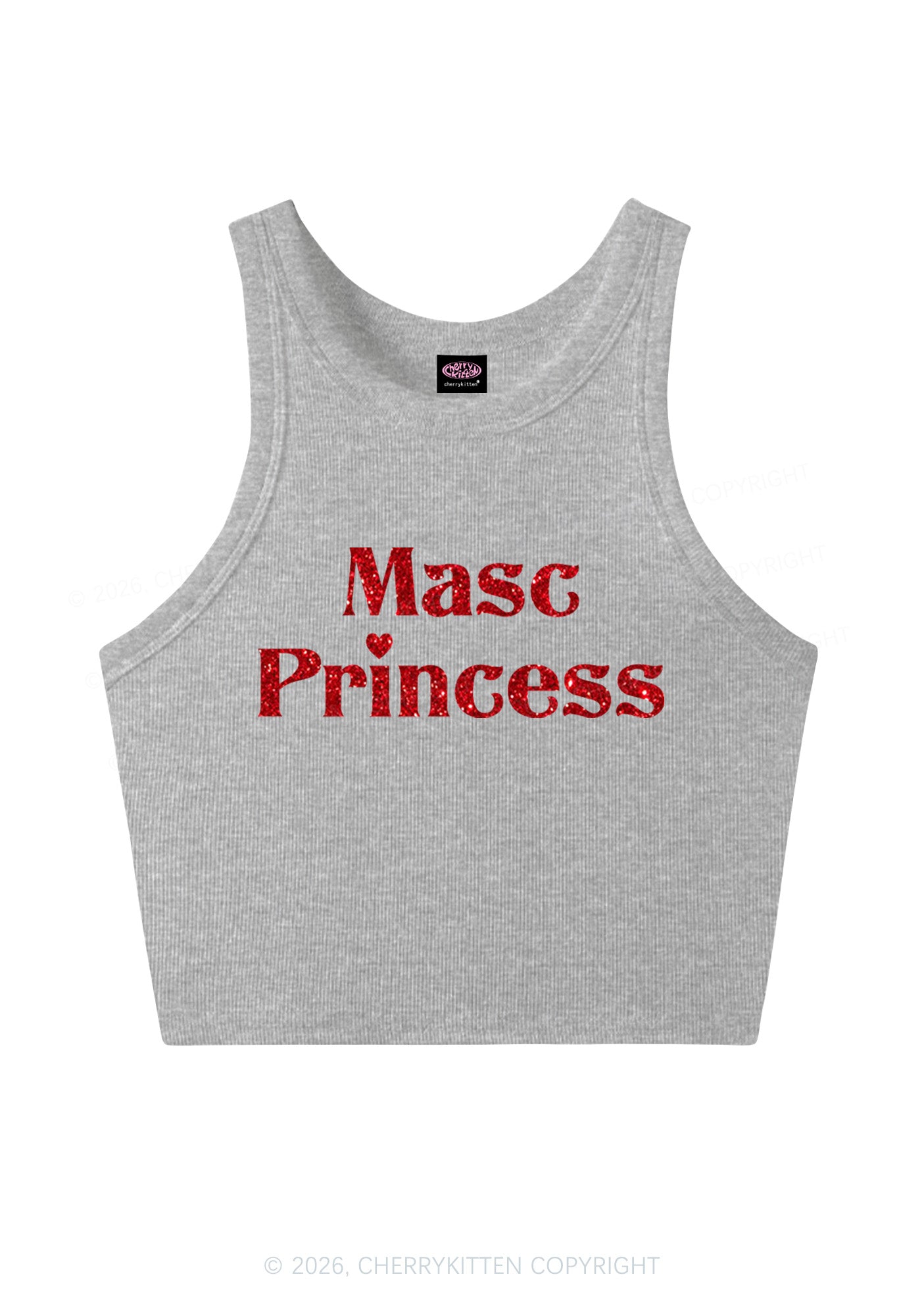Glitter Masc Princess Pride Y2K Crop Tank Top Cherrykitten