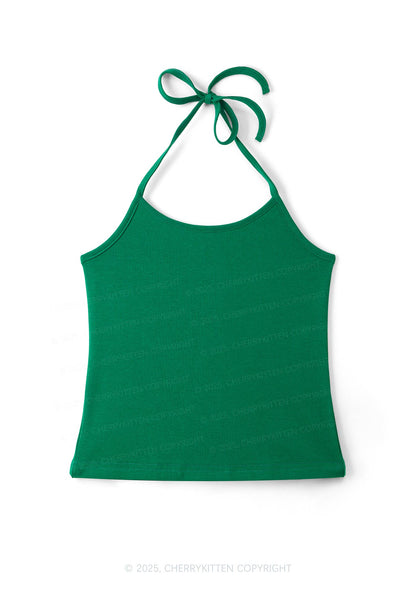 Plain Y2K Halter Neck Cami Cherrykitten