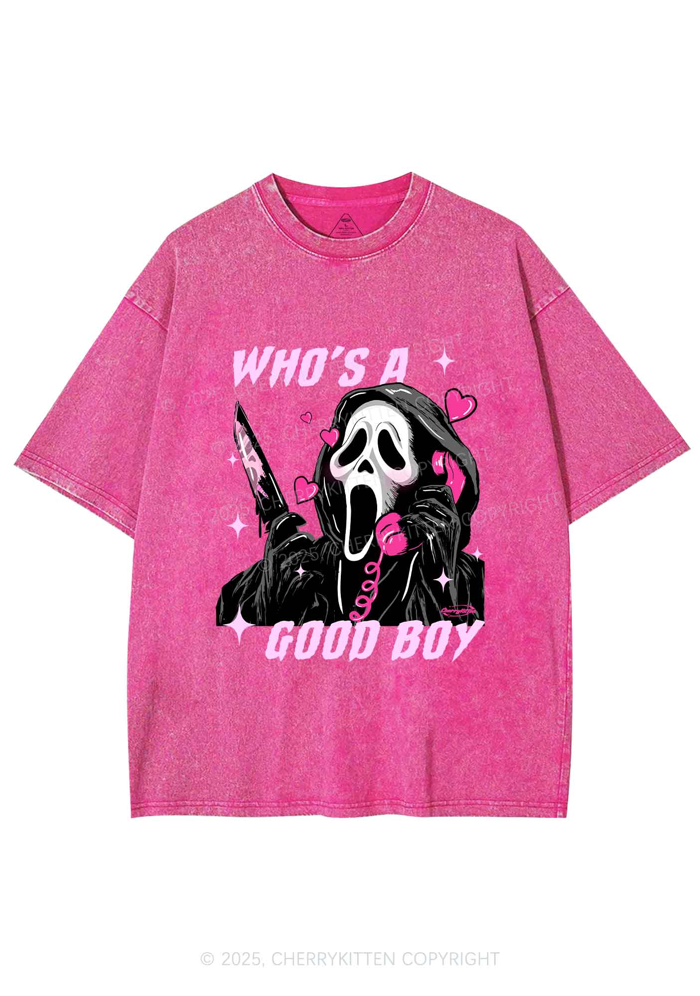 Halloween Ghost Good Boy Y2K Shirts Washed Tee Cherrykitten