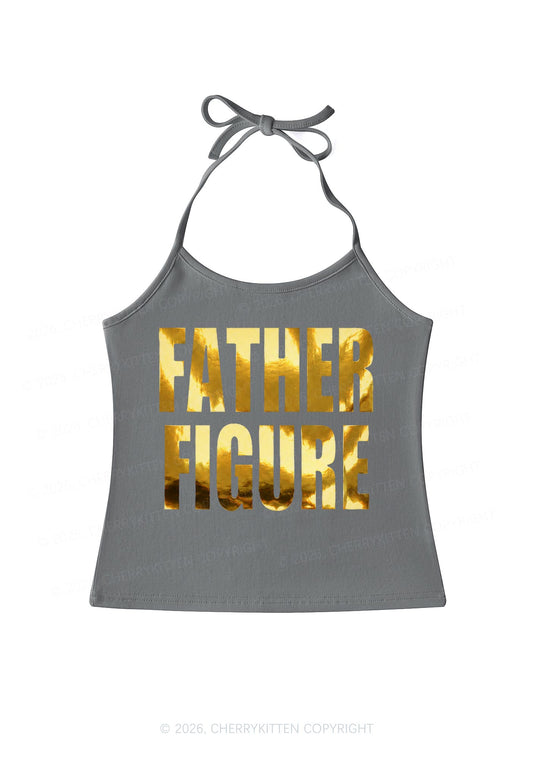 Father Figure Silver Foil Printed Y2K Halter Neck Cami Cherrykitten