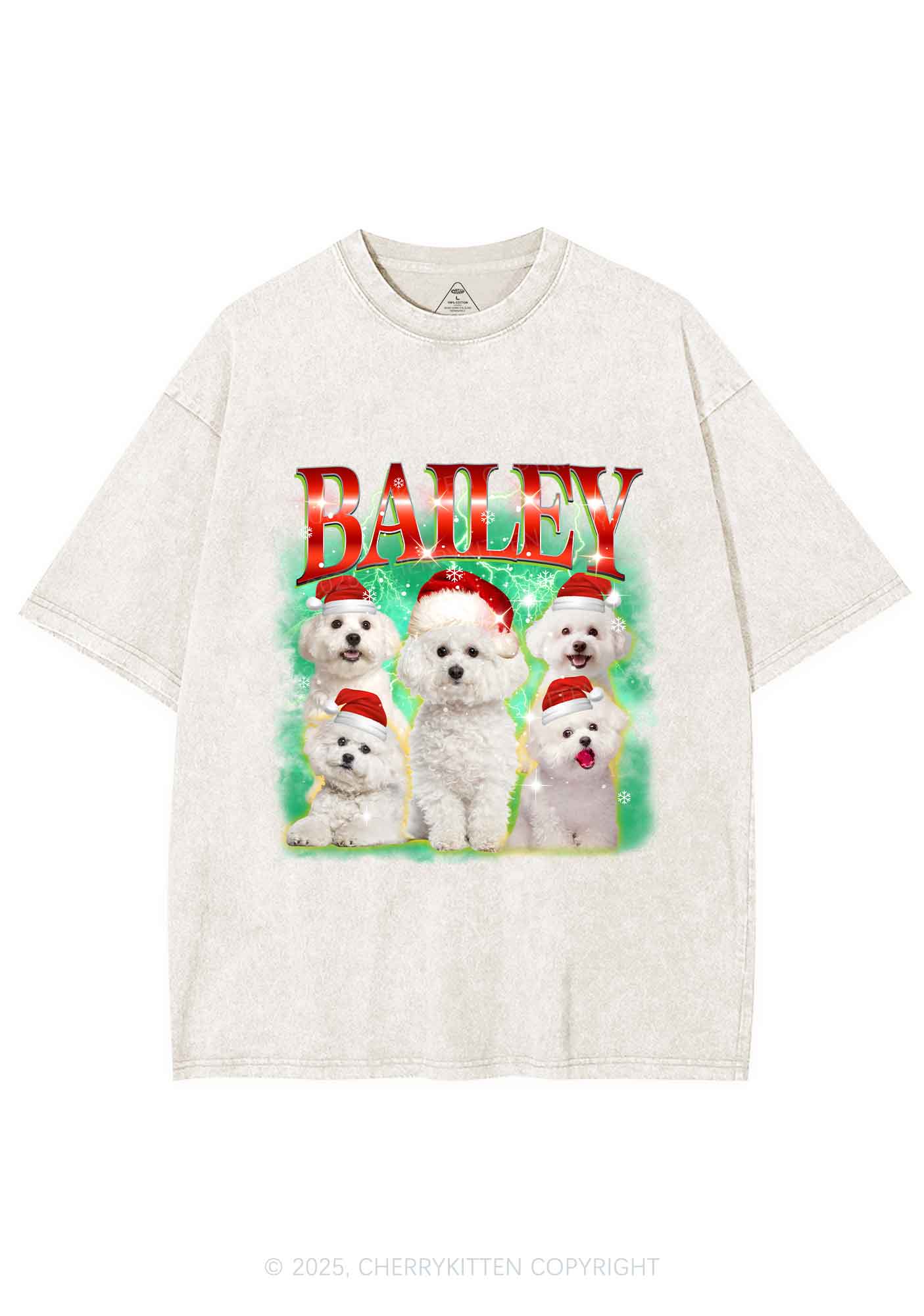 Custom Christmas Puppy Y2K Shirts Washed Tee Cherrykitten