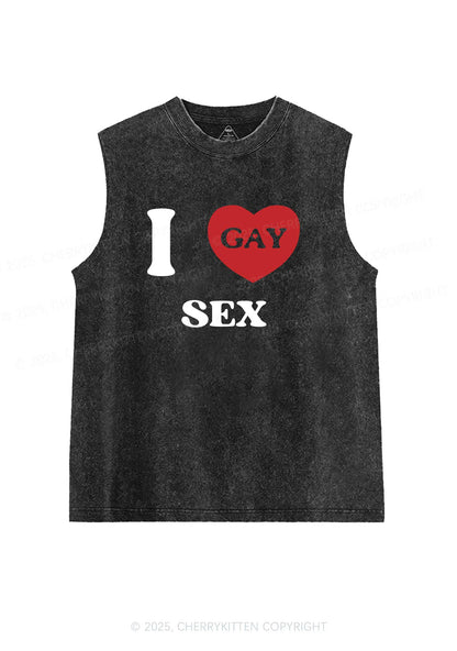 I Love Sx Gay Pride Y2K Washed Muscle Tank Cherrykitten