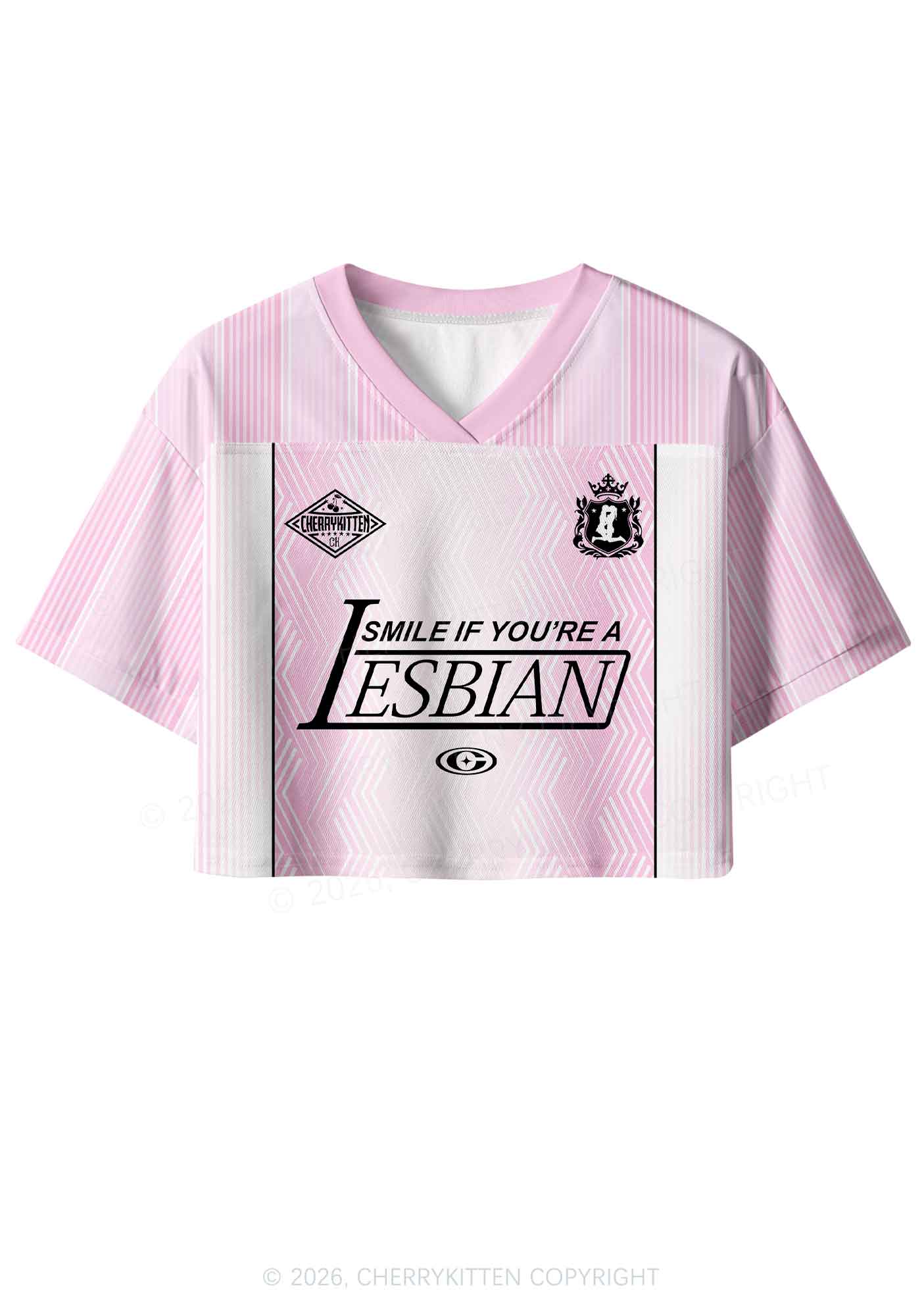 Smile If You Are Lesbian Pride Y2K Crop Sport Jersey Shirts Cherrykitten