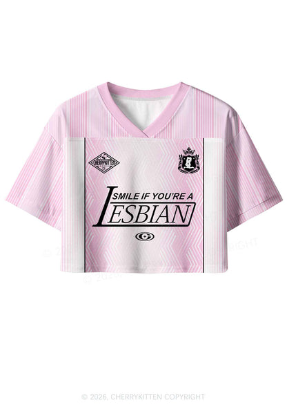 Smile If You Are Lesbian Pride Y2K Crop Sport Jersey Shirts Cherrykitten