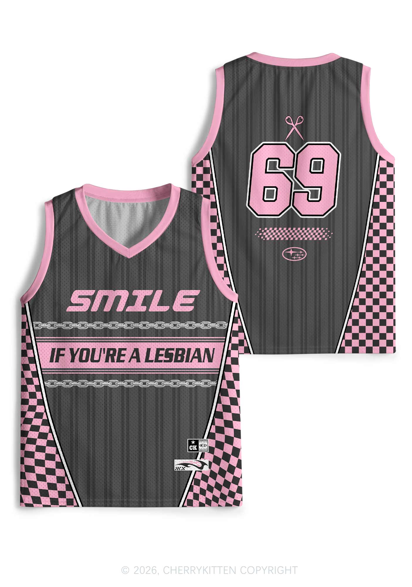 Grey Smile If You Are Lesbian Pride Y2K Sport Jersey Tank Cherrykitten