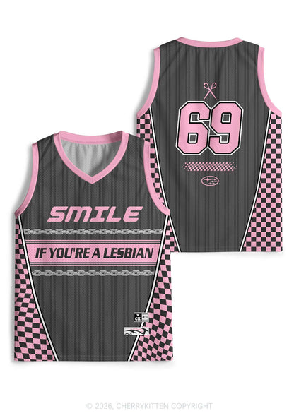 Grey Smile If You Are Lesbian Pride Y2K Sport Jersey Tank Cherrykitten