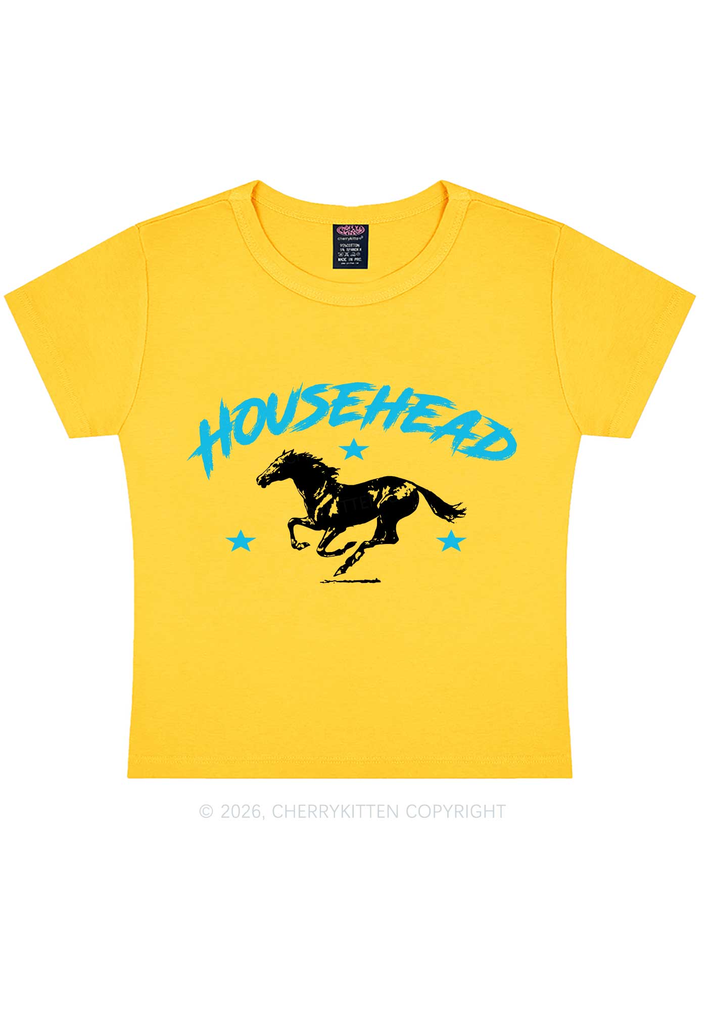 Retro Star Househead Horse Y2K Baby Tee Cherrykitten