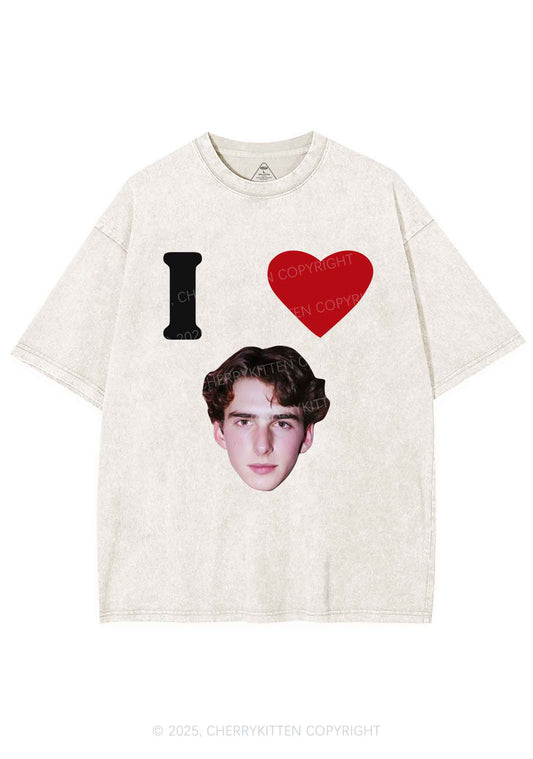 I Love Custom Portrait Y2K Shirts Washed Tee Cherrykitten
