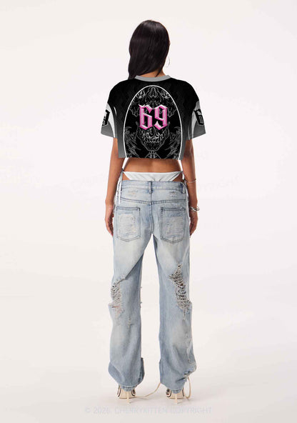Fxxk Terfs Gothic Skull Pride Y2K Crop Sport Jersey Shirts Cherrykitten