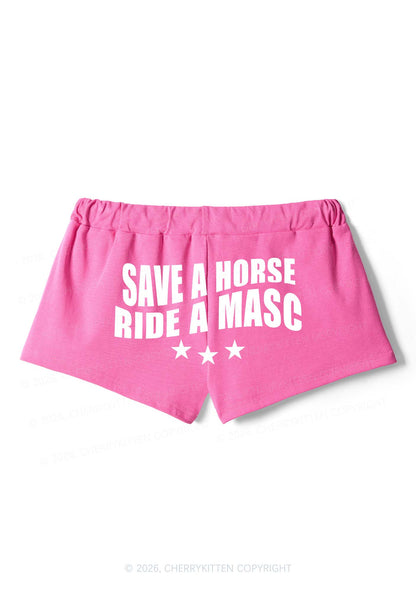 Save Horse Ride Masc Pride Y2K Drawstring Mini Shorts Cherrykitten