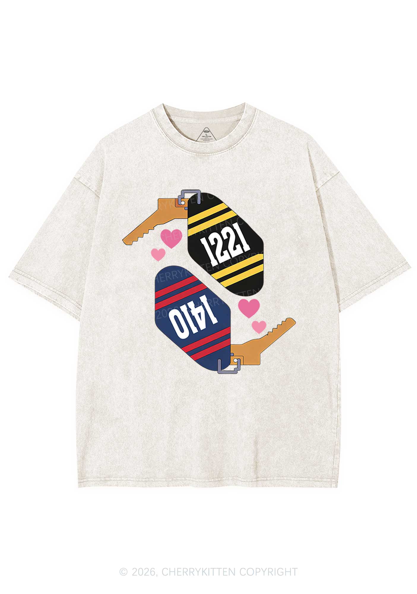 Retro Key Tag HR Y2K Shirts Washed Tee Cherrykitten