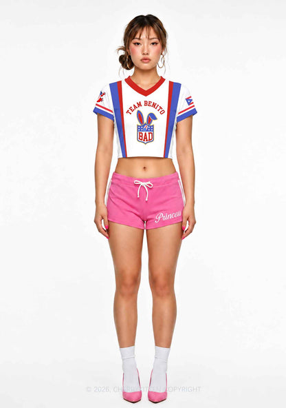 White Football Bunny Y2K Crop Football Jersey Shirts Cherrykitten