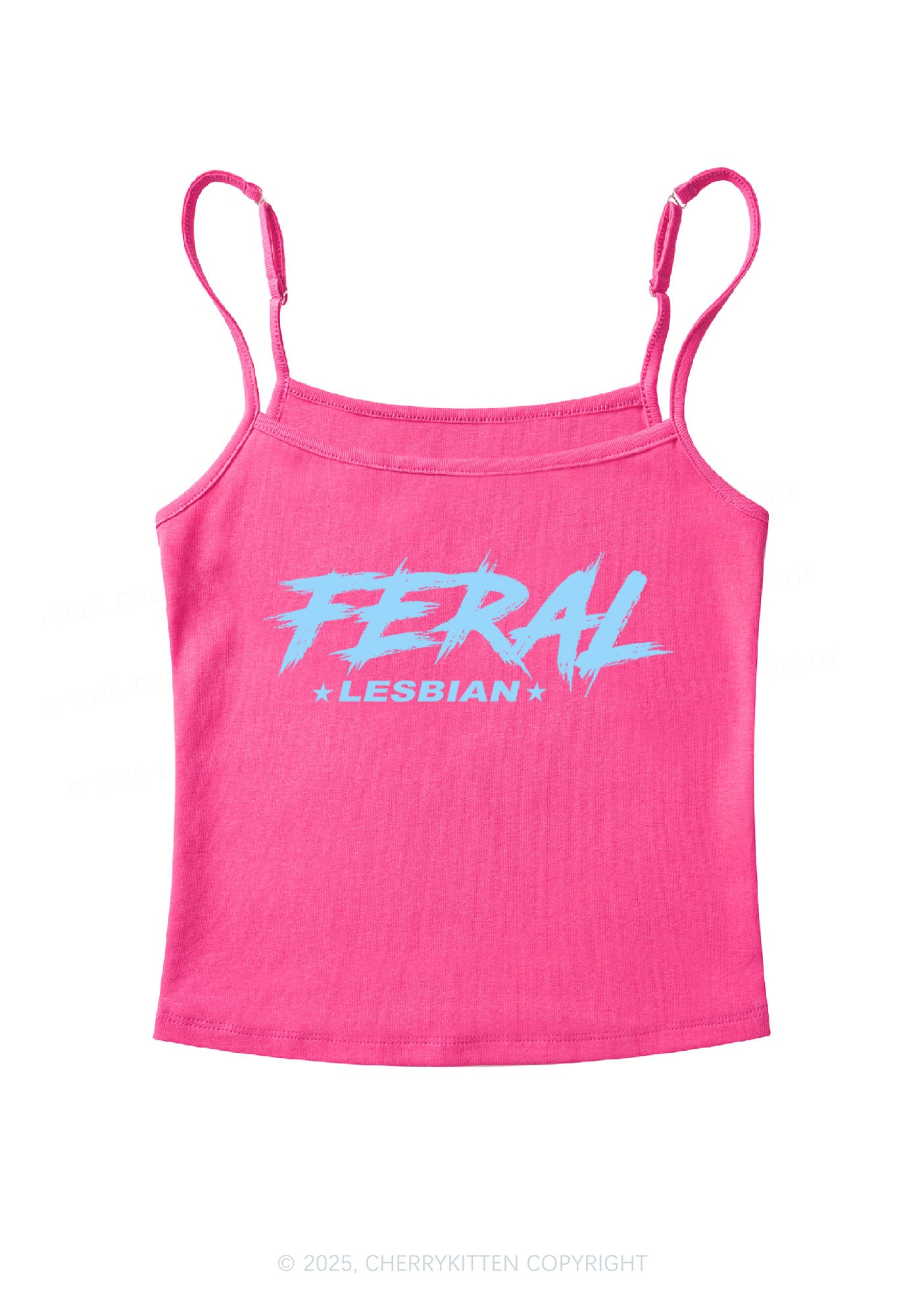 Feral Lesbian Pride Y2K Spaghetti Strap Cami Cherrykitten