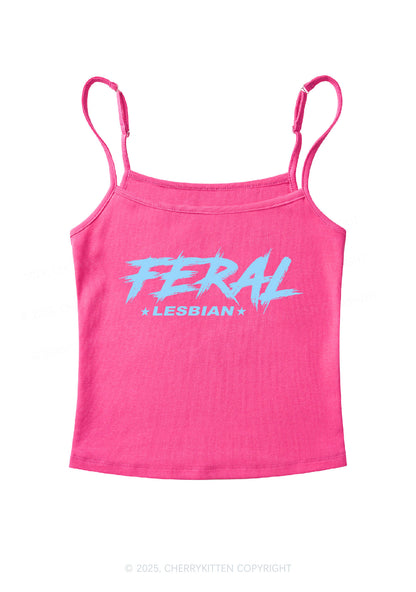 Feral Lesbian Pride Y2K Spaghetti Strap Cami Cherrykitten