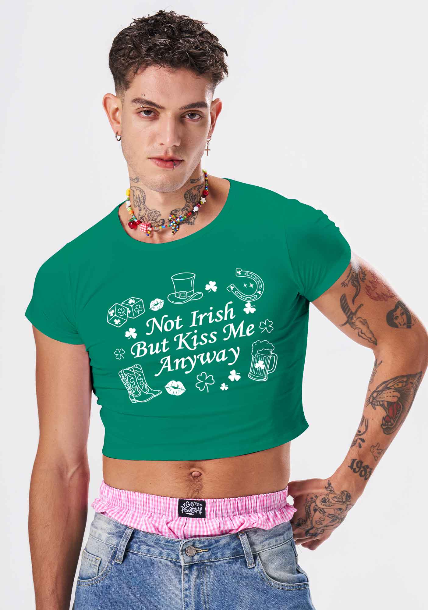 Not Irish Kiss Me Anyway St Patricks Y2K Baby Tee Cherrykitten