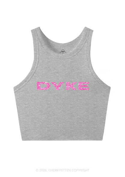 Glitter DYKE Pride Y2K Crop Tank Top Cherrykitten