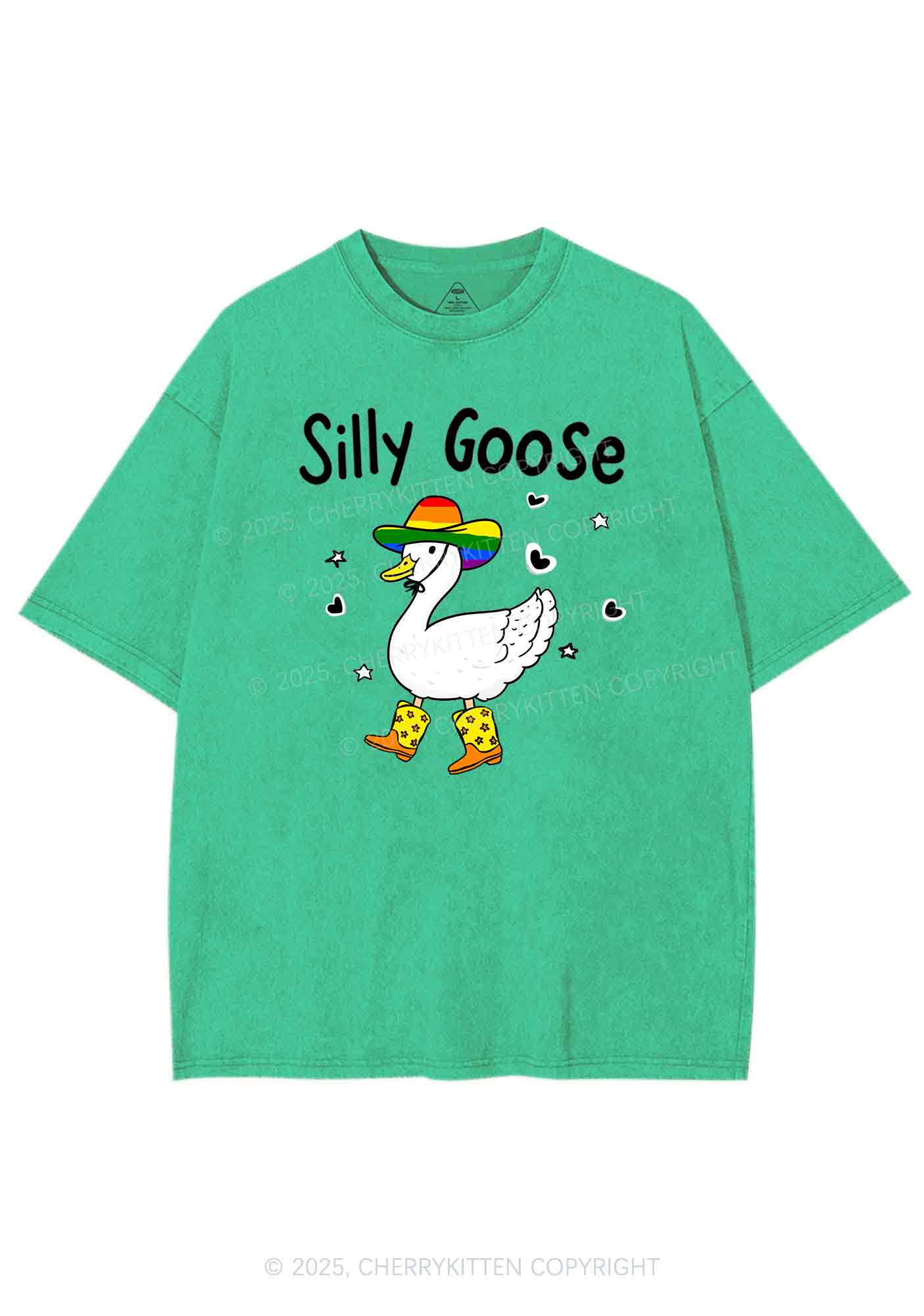 Silly Goose Pride Y2K Shirts Washed Tee Cherrykitten