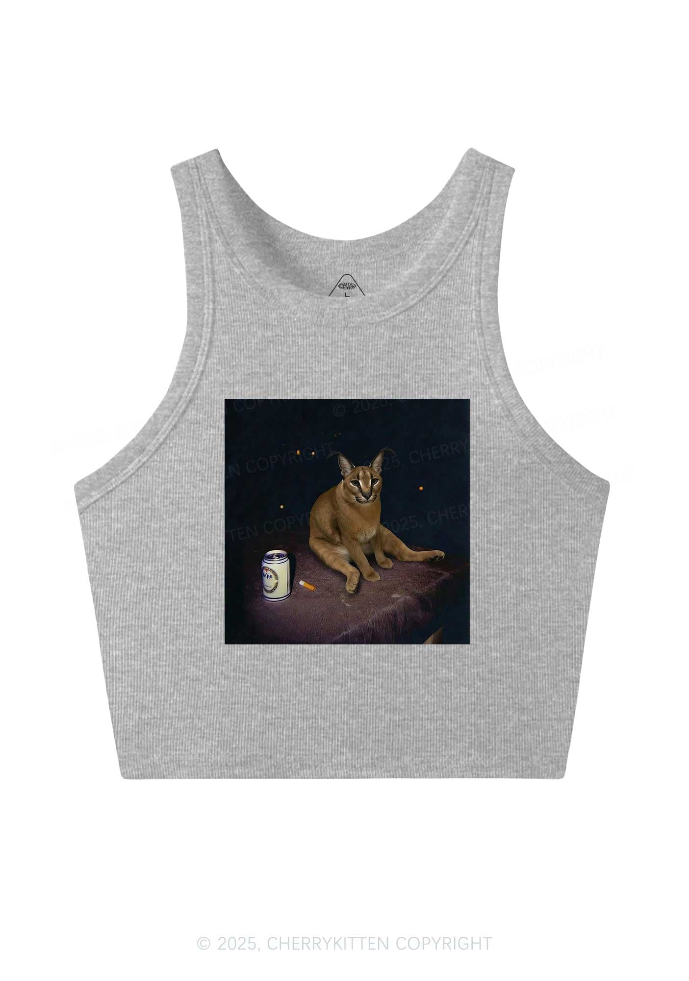 Drinking Floppa Y2K Crop Tank Top Cherrykitten