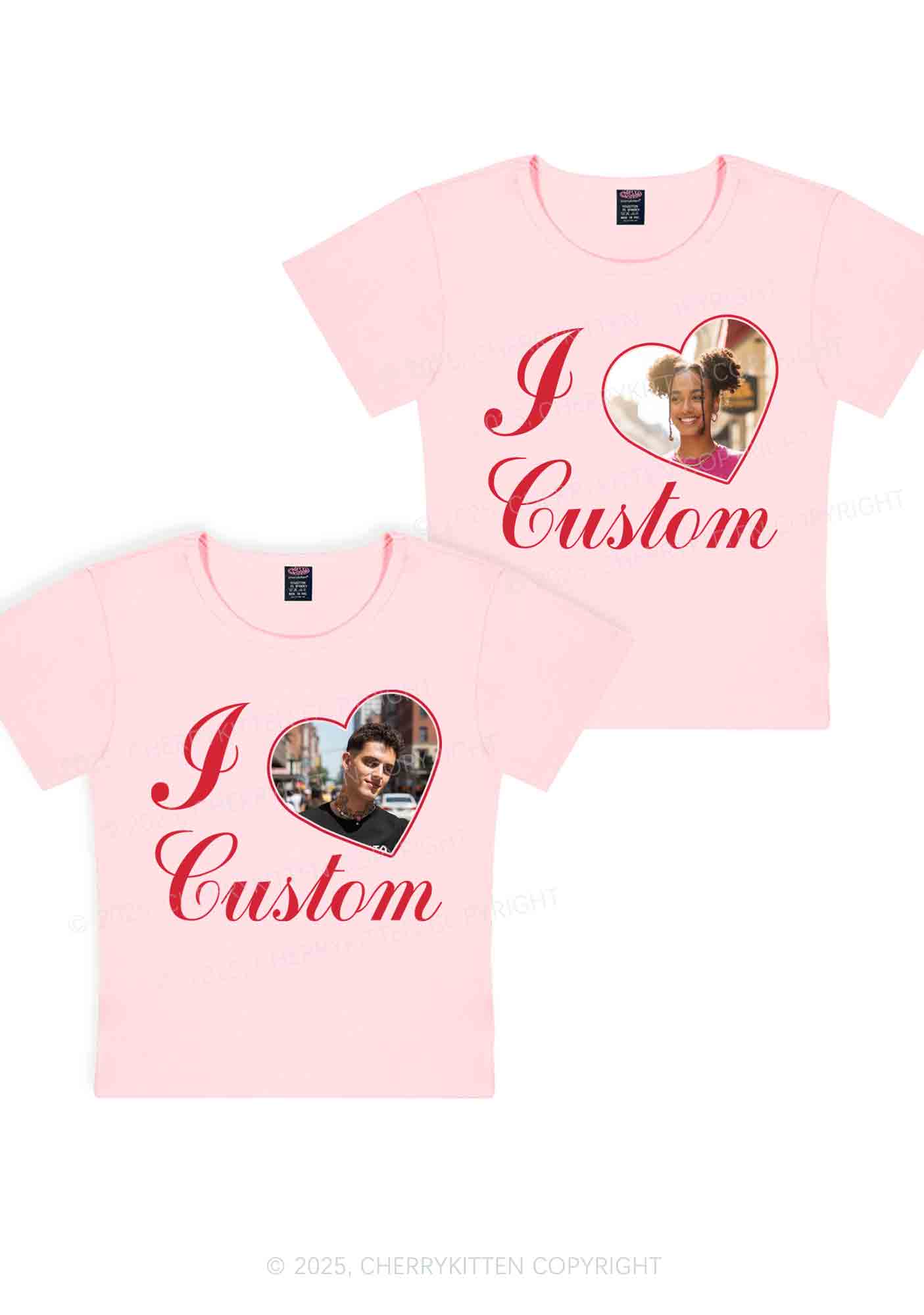 I Love Custom Heart Photo Y2K Valentine's Day Baby Tee Cherrykitten