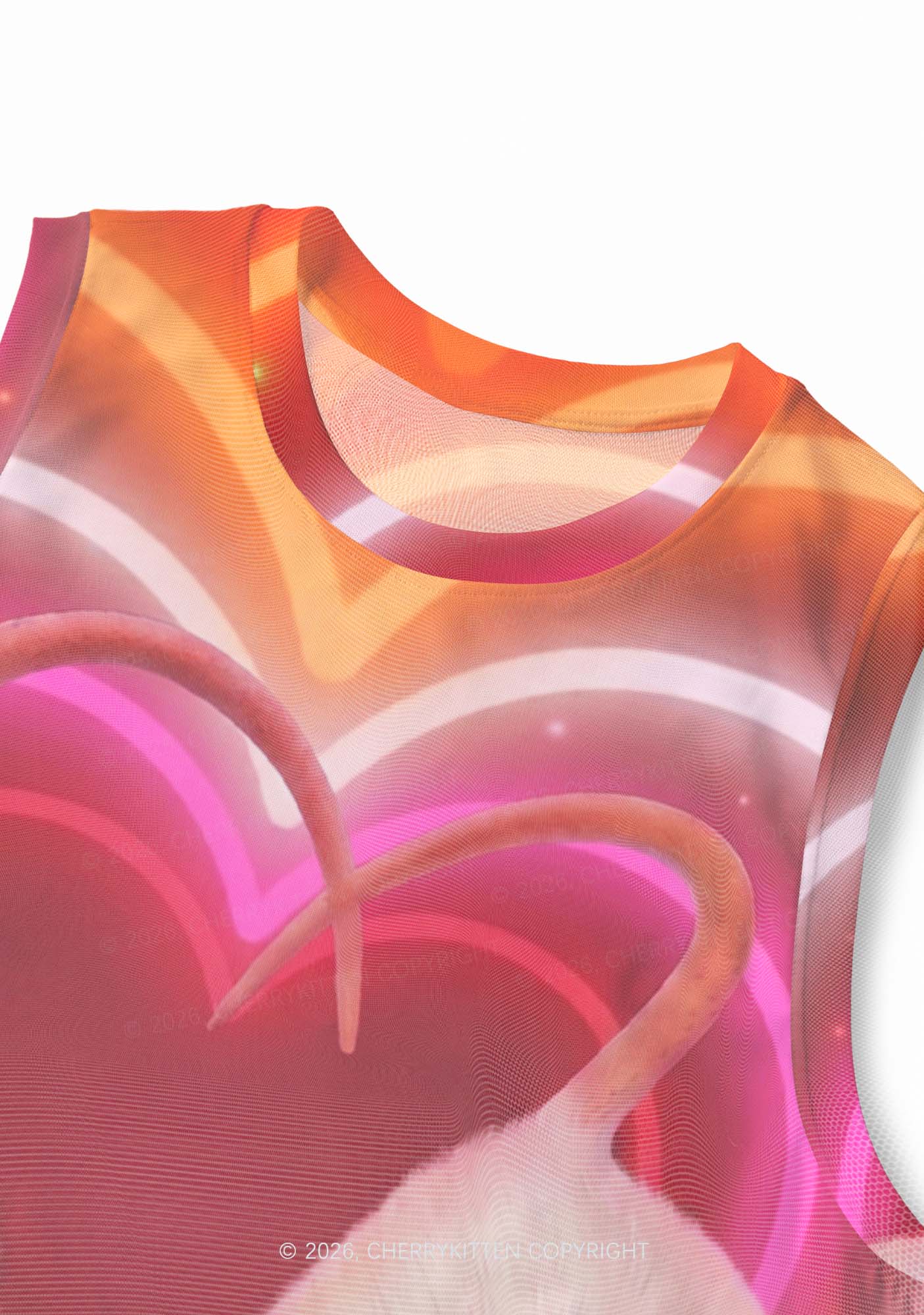 Lesbian Heart Rats Pride Y2K Mesh Muscle Tank Cherrykitten