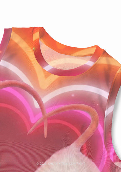 Lesbian Heart Rats Pride Y2K Mesh Muscle Tank Cherrykitten