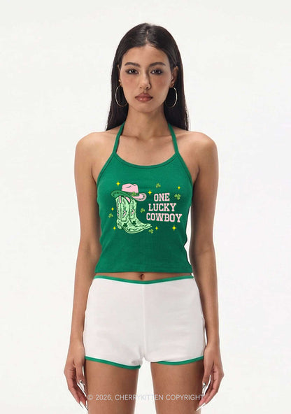 One Lucky Cowboy Boots St Patricks Y2K Halter Neck Cami Cherrykitten