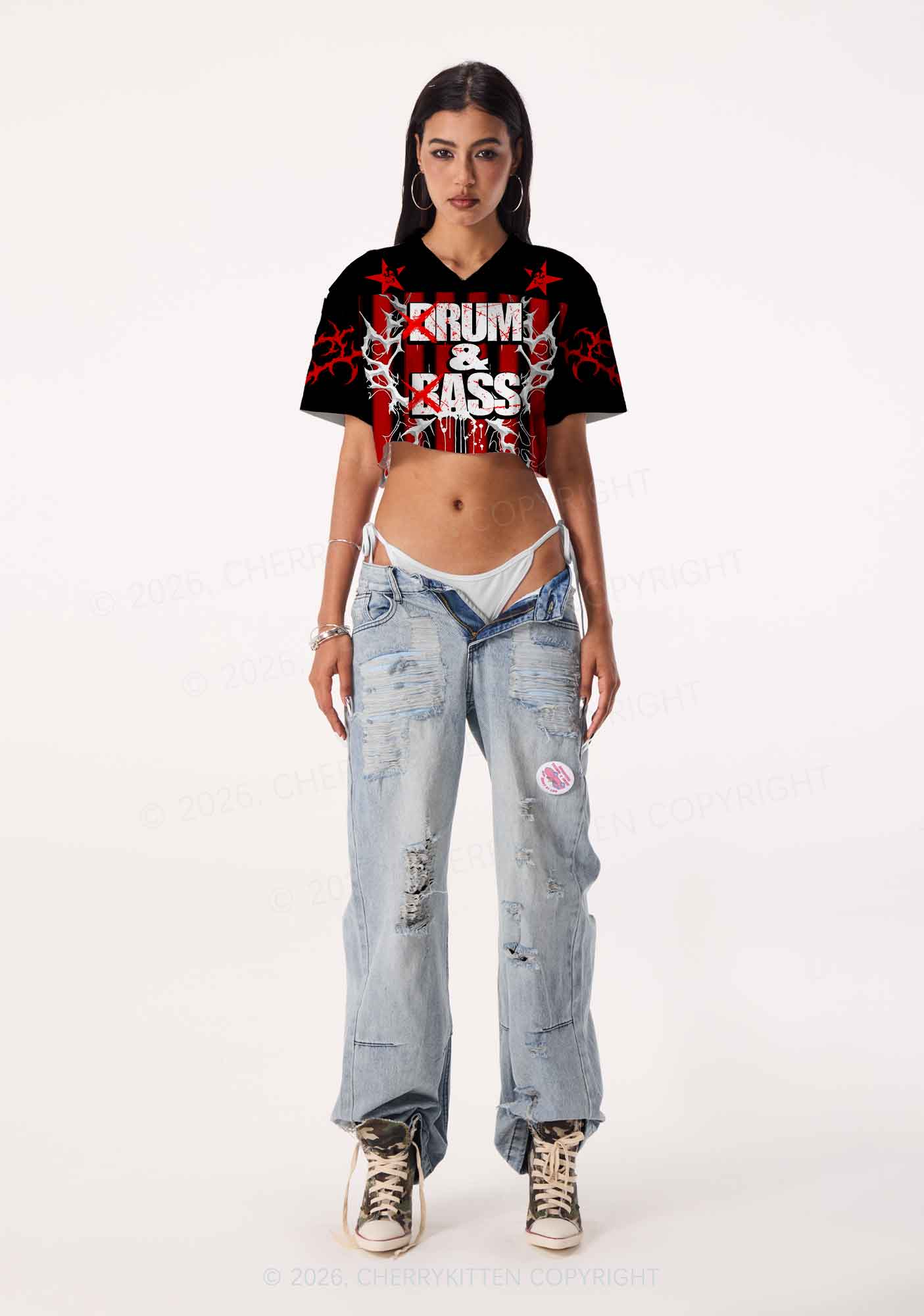 Drum And Bass Y2K Crop Sport Jersey Shirts Cherrykitten