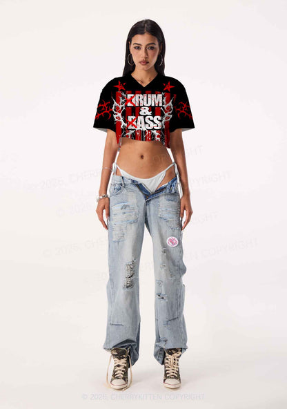 Drum And Bass Y2K Crop Sport Jersey Shirts Cherrykitten
