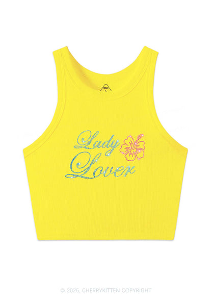 Rhinestone Lady Lover Pride Y2K Crop Tank Top Cherrykitten