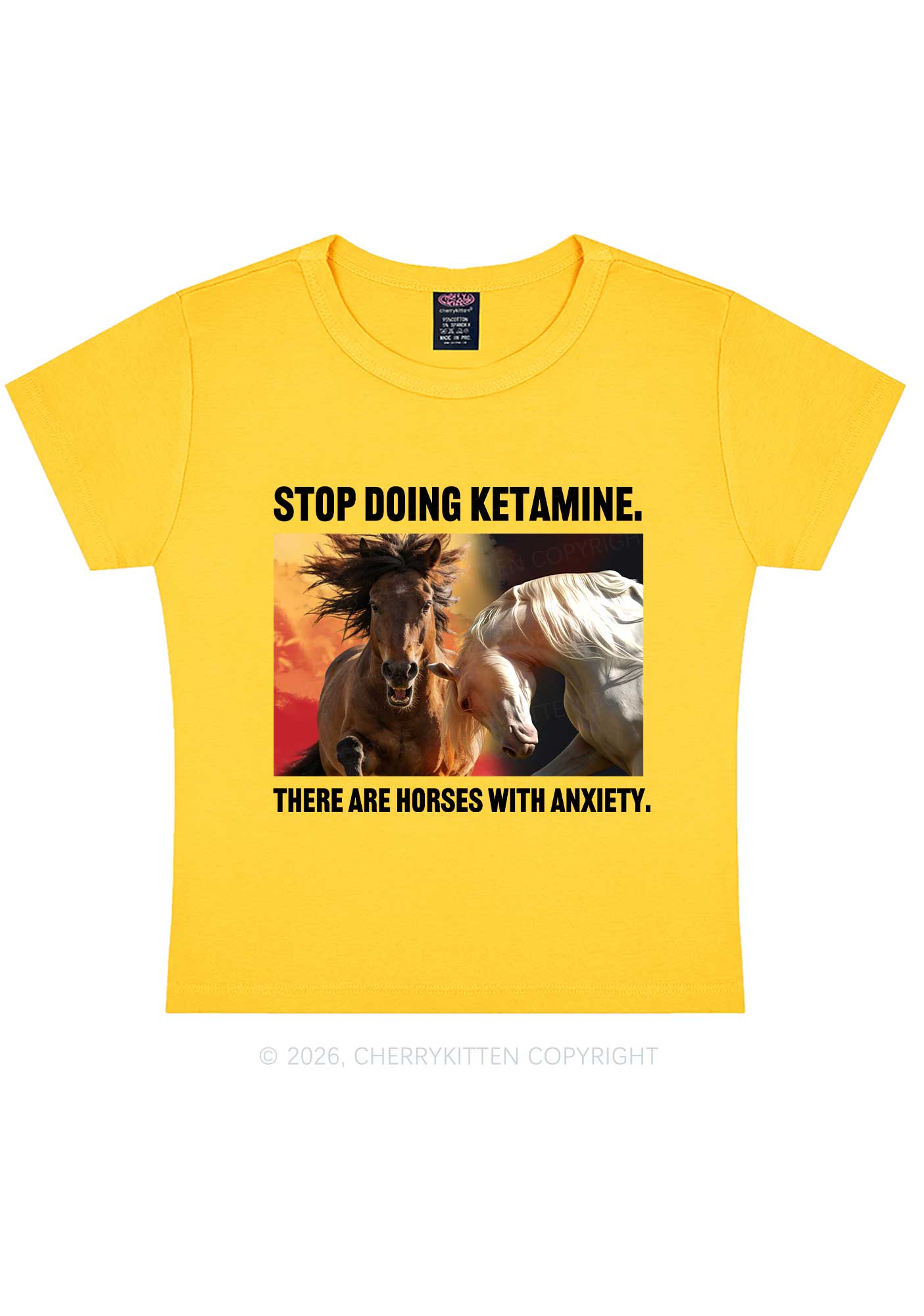 There Are Horses With Anxiety Y2K Baby Tee Cherrykitten