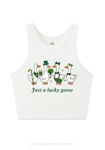 Just A Lucky Goose St Patricks Y2K Crop Tank Top Cherrykitten