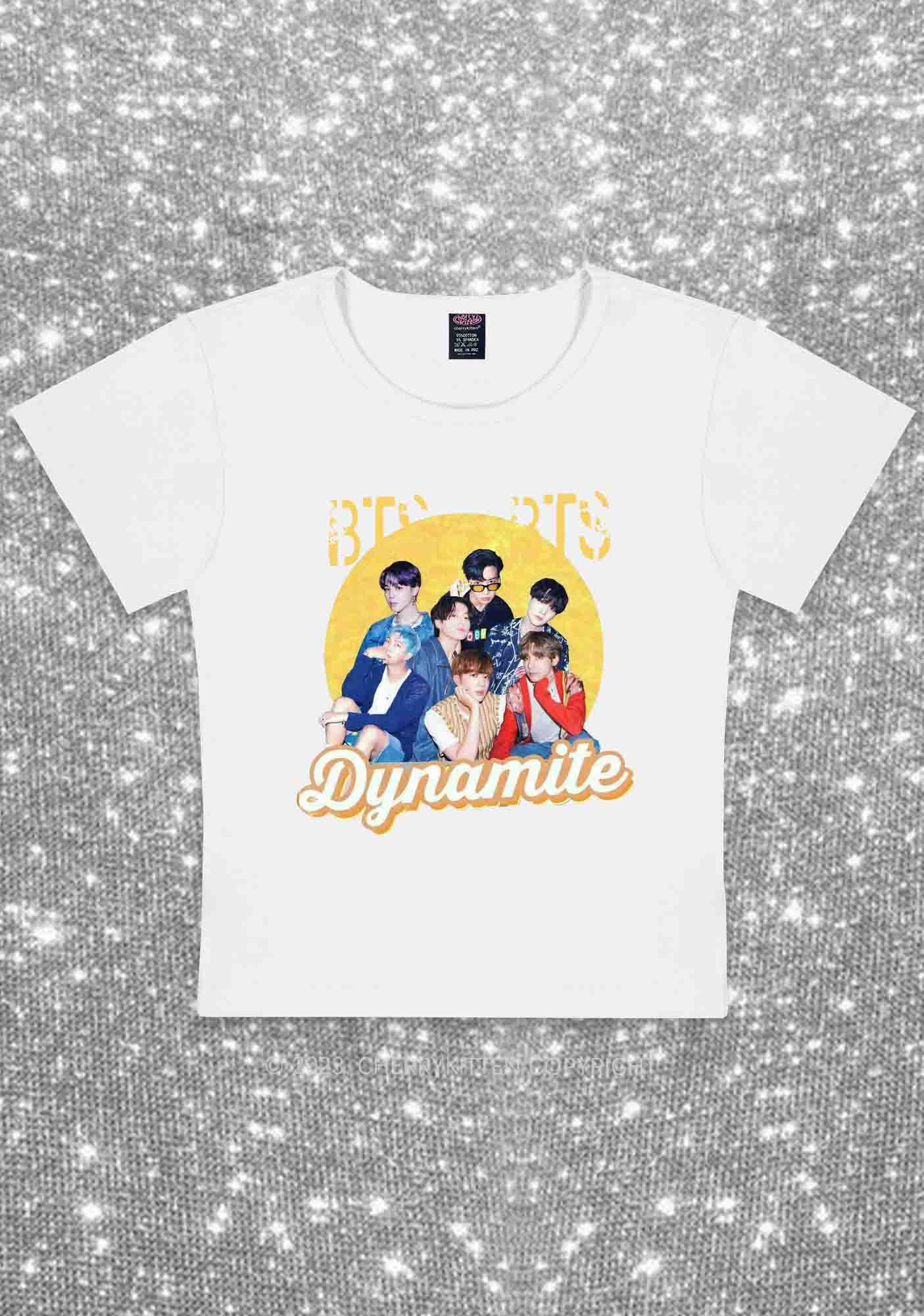 Bangtan Dynamite Kpop Y2K Baby Tee Cherrykitten