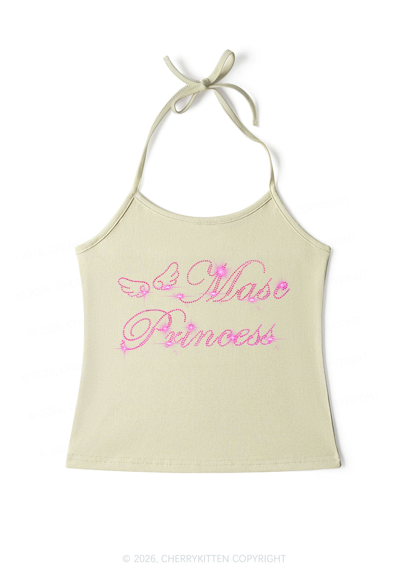 Rhinestone Masc Princess Pride Y2K Halter Neck Cami Cherrykitten