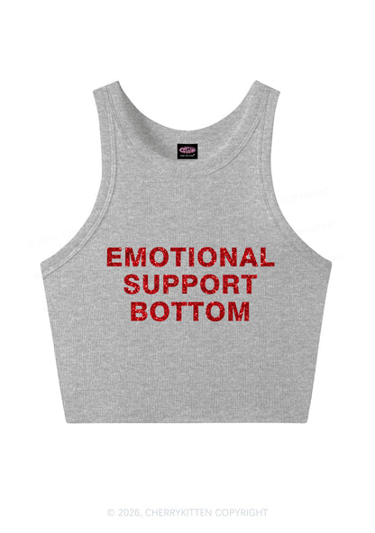 Glitter Emotional Support Bottom Pride Y2K Crop Tank Top Cherrykitten