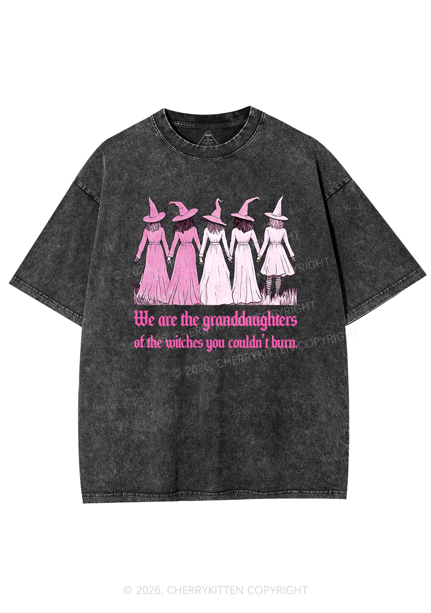 Halloween Witches Granddaughters Y2K Shirts Washed Tee Cherrykitten