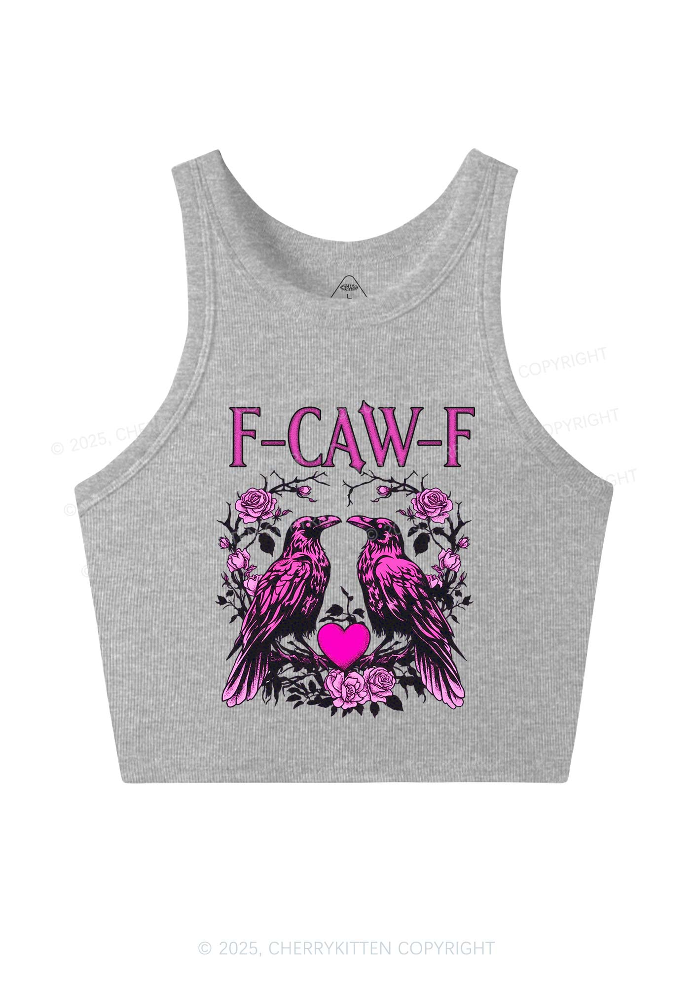 F CAW F Pink Ravens Valentine's Day Y2K Crop Tank Top Cherrykitten