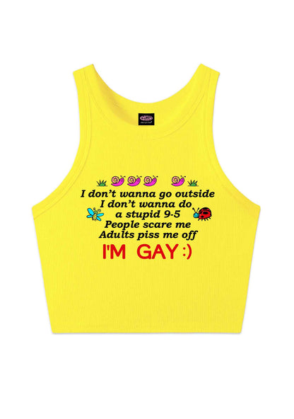 People Scare Me Im Gay Pride Y2K Crop Tank Top Cherrykitten
