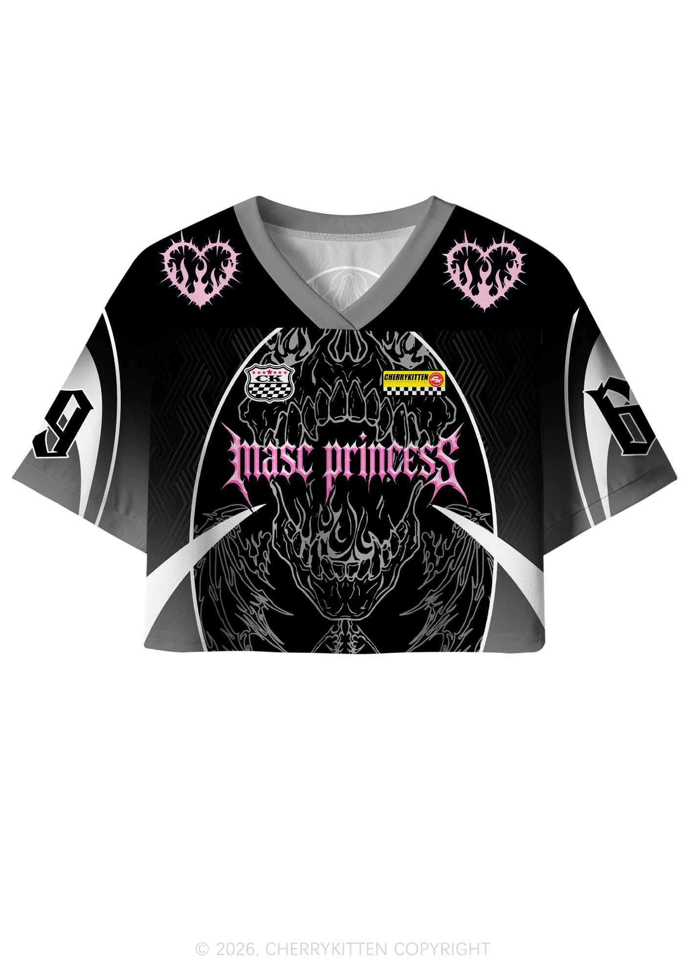 Masc Princess Dark Skull Pride Y2K Crop Sport Jersey Shirts Cherrykitten